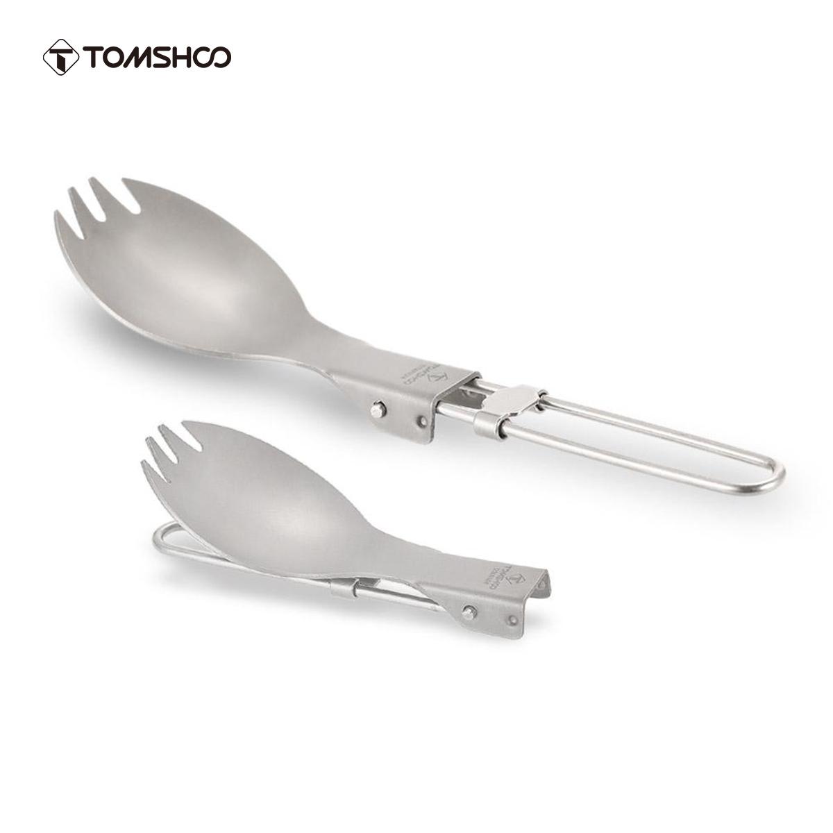 TOMSHOO Титановая Складная Spork Открытый Кемпинг Туризм Рюкзак Ужин Spork Посуда Посуда