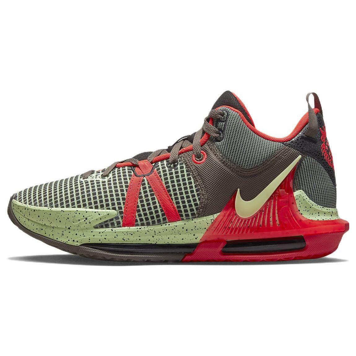 Мужские кроссовки Nike LeBron Witness 7 EP Black Crimson Alligator зеленые ярко-малиновые Barely-Volt DM1122-001 42.5