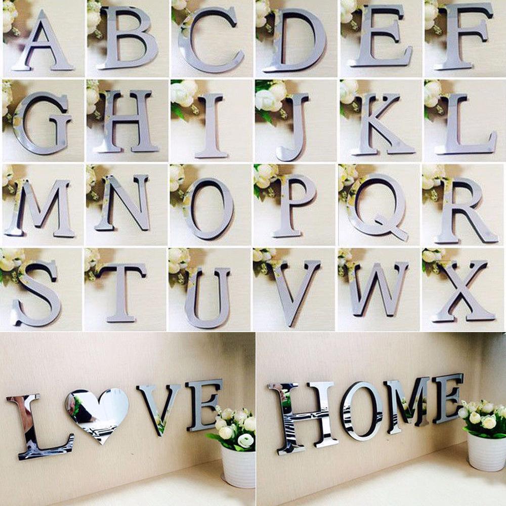 3D зеркало стикер стены 26 букв DIY Art Mural Home Room Decor Акриловые наклейки A