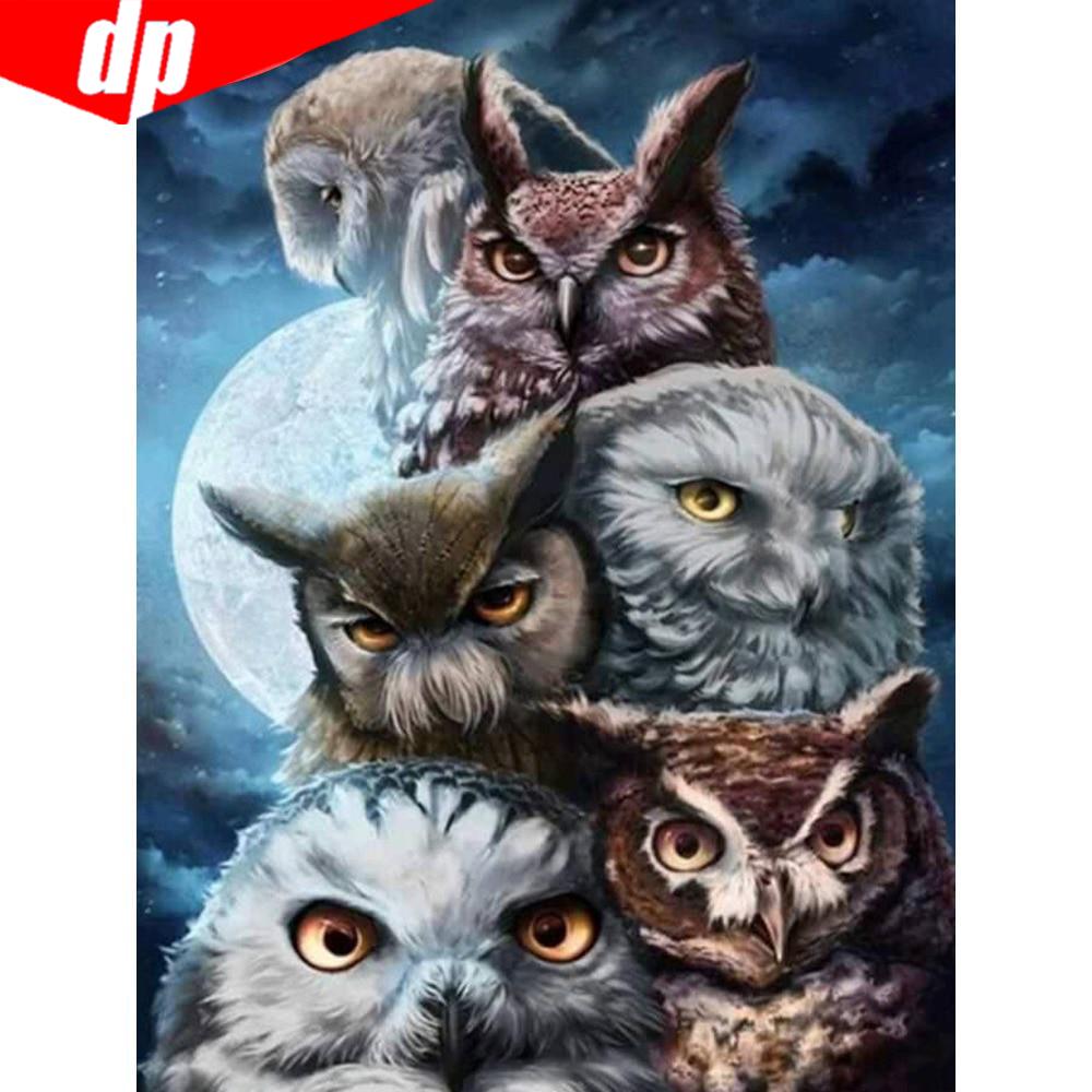 5D DIY Алмазная картина Полная площадь Животное Сова Вышивка Продажа Картина Горный хрусталь Алмаз 20X30