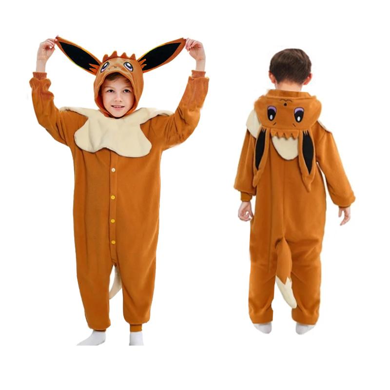 Пижамы-комбинезоны Eevee Onesie для детей, цельная пижама, детский костюм кигуруми на Хэллоуин, подарок на вечеринку 100