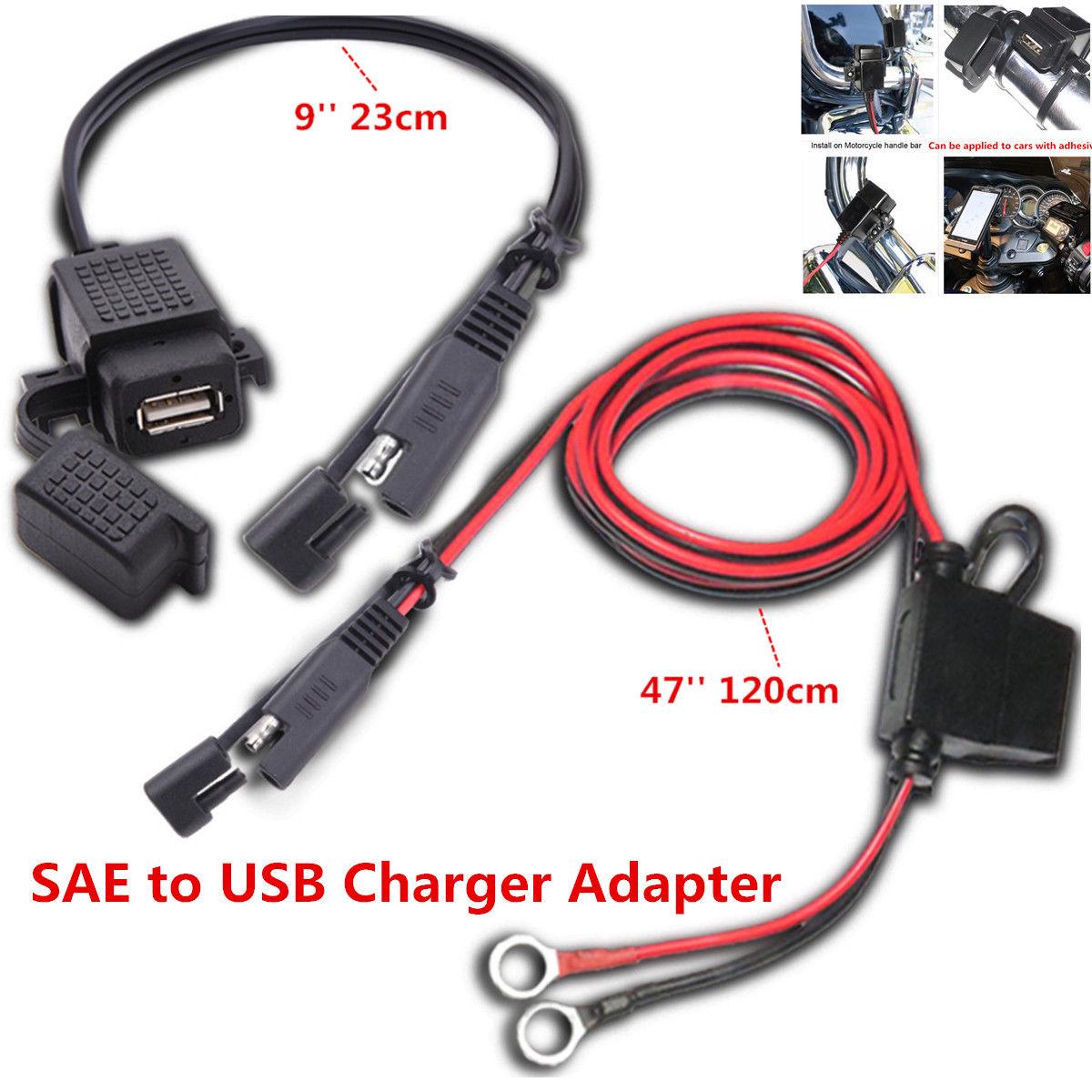 12 В водонепроницаемый мотоцикл SAE к USB-телефону GPS MP4 зарядный кабель-адаптер встроенный предохранитель источник питания