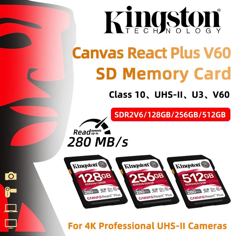 Карты памяти Карта памяти SD Kingston 256 ГБ До 280 МБ/с U3 V60 SDXC 128 ГБ/512 ГБ Full 4K Ultra HD Professional UHS-II Максимальная скорость Кинокамеры SD Карта SDR2V6 128GB【280/100MB/s R/W】