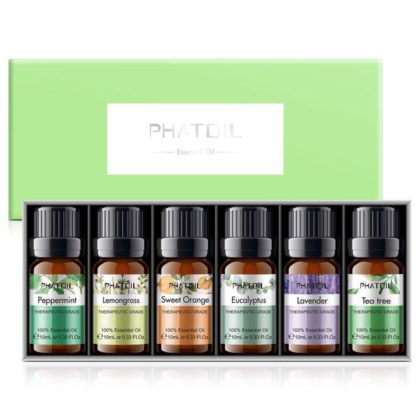 PHATOIL 6 шт., набор чистых эфирных масел, подарочная коробка, лаванда, лемонграсс, мята, натуральная растительная терапия, ароматерапевтический диффузор, увлажнитель, массаж 6 pcs/set