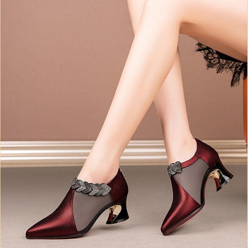 Cresfimix Zapatos De Mujer женские классические сетчатые дышащие туфли на высоком каблуке женские повседневные милые черные удобные туфли на квадратном каблуке A9427 35