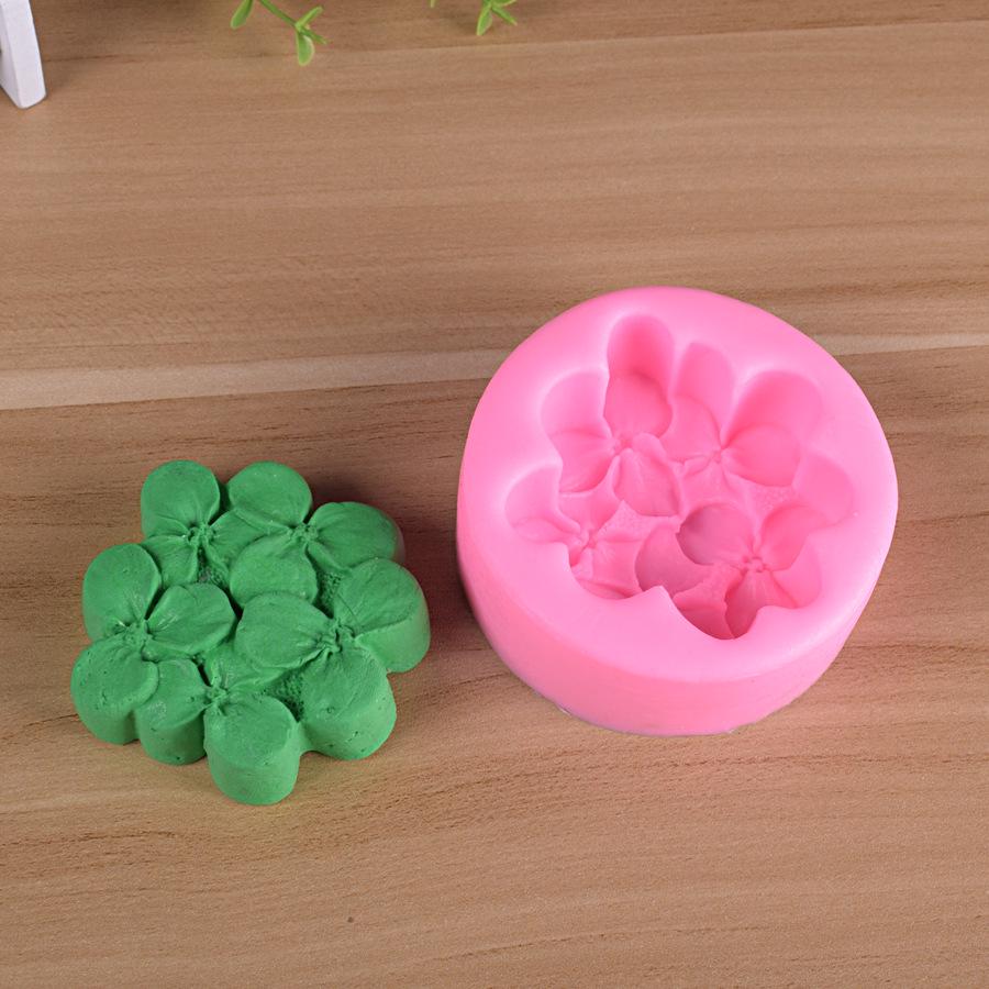 Силиконовая форма клевер внахлест цветок форма для мыла DIY форма для выпечки ручной работы розовый