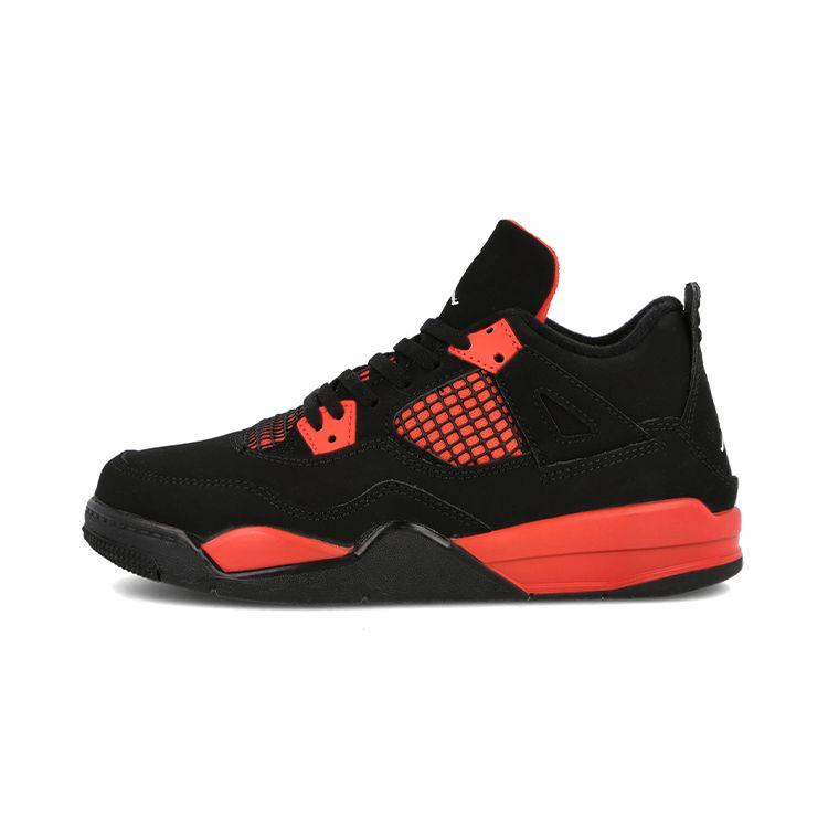 Детские кроссовки Air Jordan 4 Retro PS Red Thunder черные многоцветные малиновые BQ7669-016 35