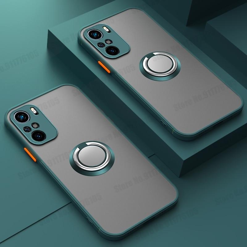 Матовый противоударный чехол для телефона на ощупь для Xiaomi Redmi Note 10 Pro Max 4G 10S M2101K6G M2101K7AI, силиконовый бампер ярких цветов, чехол-подставка с магнитным кольцом For Redmi Note10 Pro Max чёрный