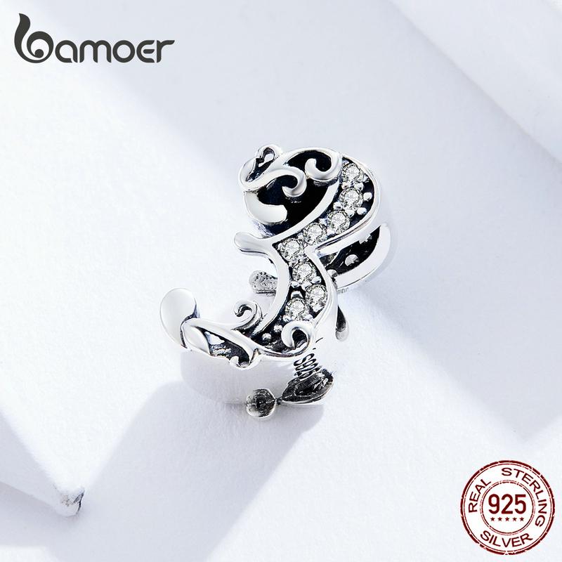 BAMOER Lucky Number 3 бусина с цирконами и рельефами из настоящего стерлингового серебра 925 пробы подходят для оригинального браслета Pendant