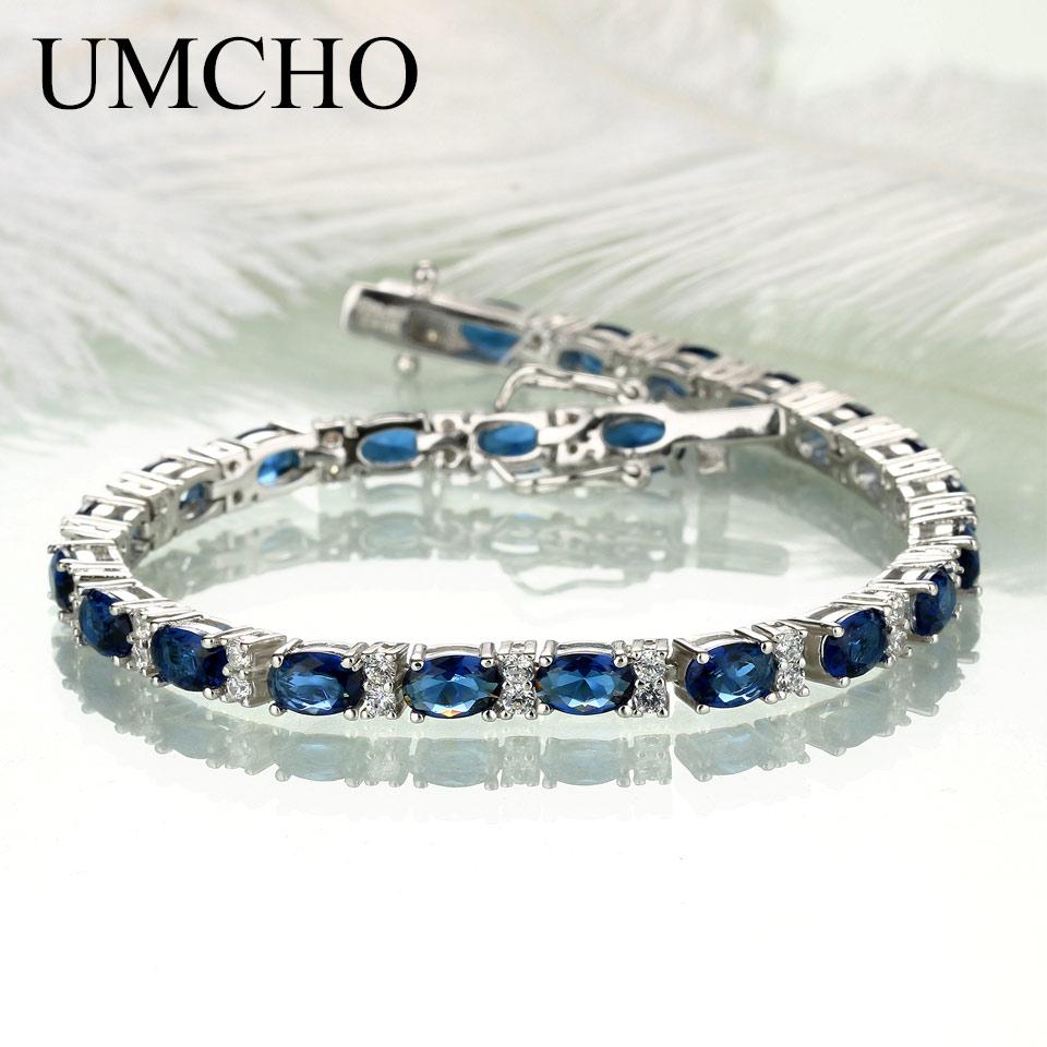 Женские браслеты UMCHO с синей шпинелью сапфировый