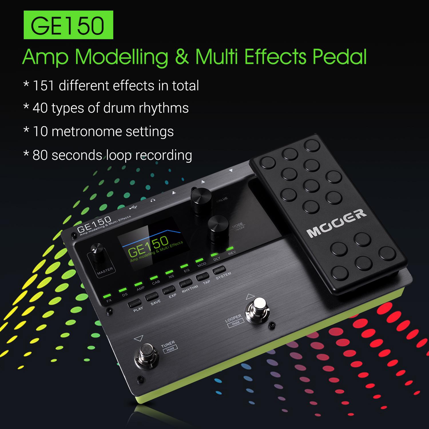 MOOER GE150 Модель усилителя и педаль мультиэффектов 55 моделей усилителей 151 эффект 80-х Looper 40 Drum AU Plug