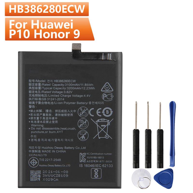 Аккумулятор для телефона Huawei Honor 9 P10 Ascend P10 HB386280ECW Сменный аккумулятор 3200 мАч 3200mAh