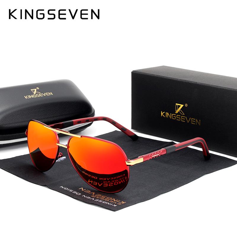 KINGSEVEN Алюминиево-магниевые мужские солнцезащитные очки, поляризационные мужские зеркальные очки с покрытием, мужские очки M