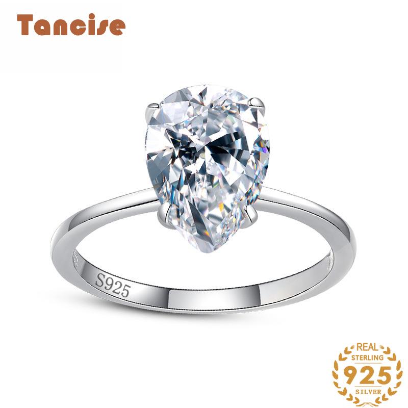 Tancise Classic стерлингового серебра 925 пробы кольцо с цирконом женские ювелирные изделия свадебное обещание вечерние подарок 5 серебряный