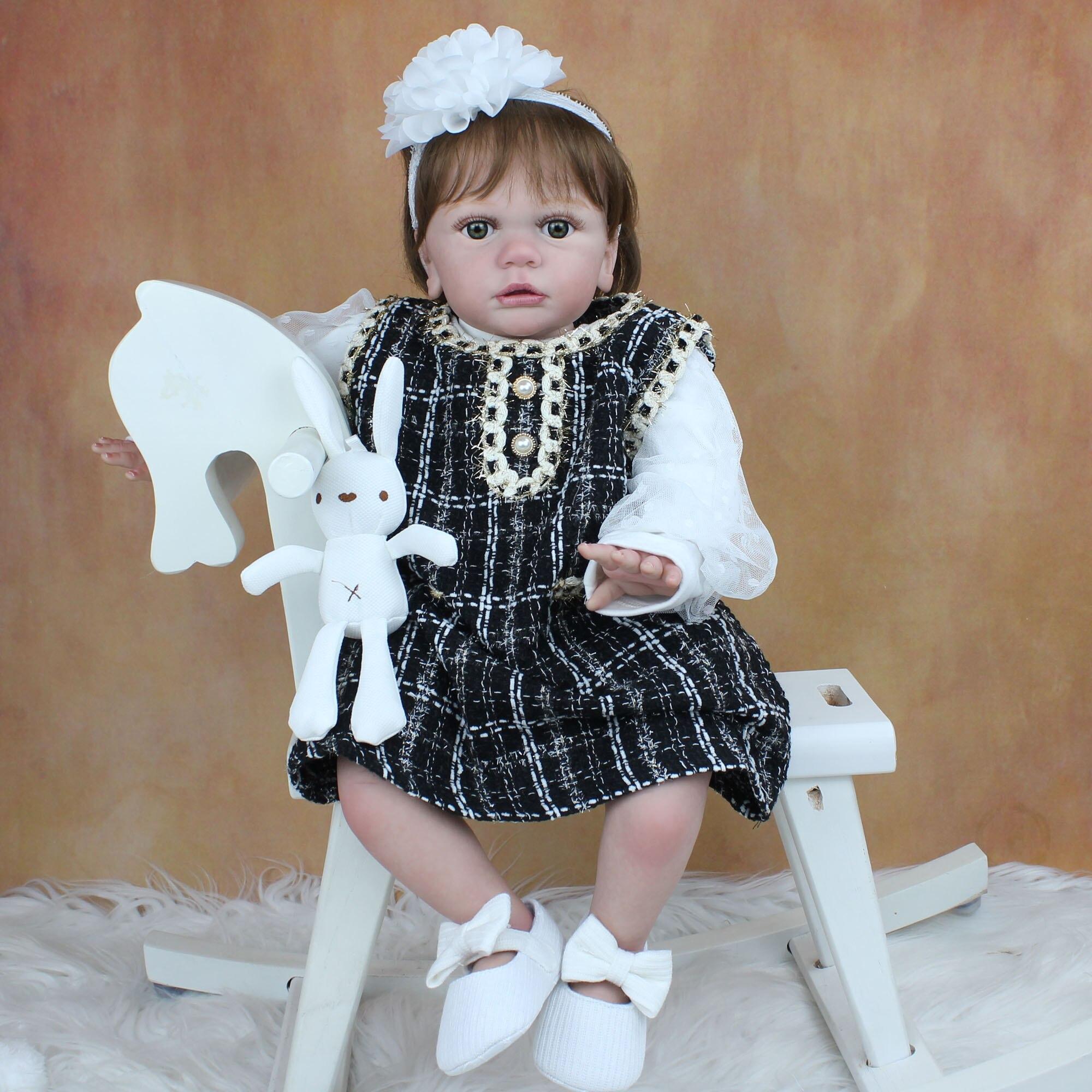 BZDOLL 60 см 3D-краска кожи силиконовая кукла Reborn для малышей игрушки для девочек тканевое тело реалистичное, как настоящая принцесса живая одевалка Bebe 60cm 3D-paint Skin Doll