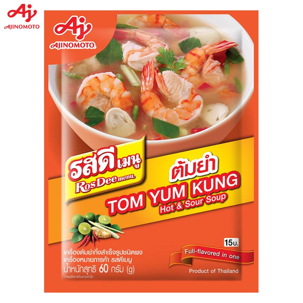 Меню Ajinomoto RosDee, Кисло-острый суп (Том Ям Кунг), Насыщенный вкус в одном, 60 г 1 шт/3 шт/10 шт - Тайский 60 g x 3 pcs