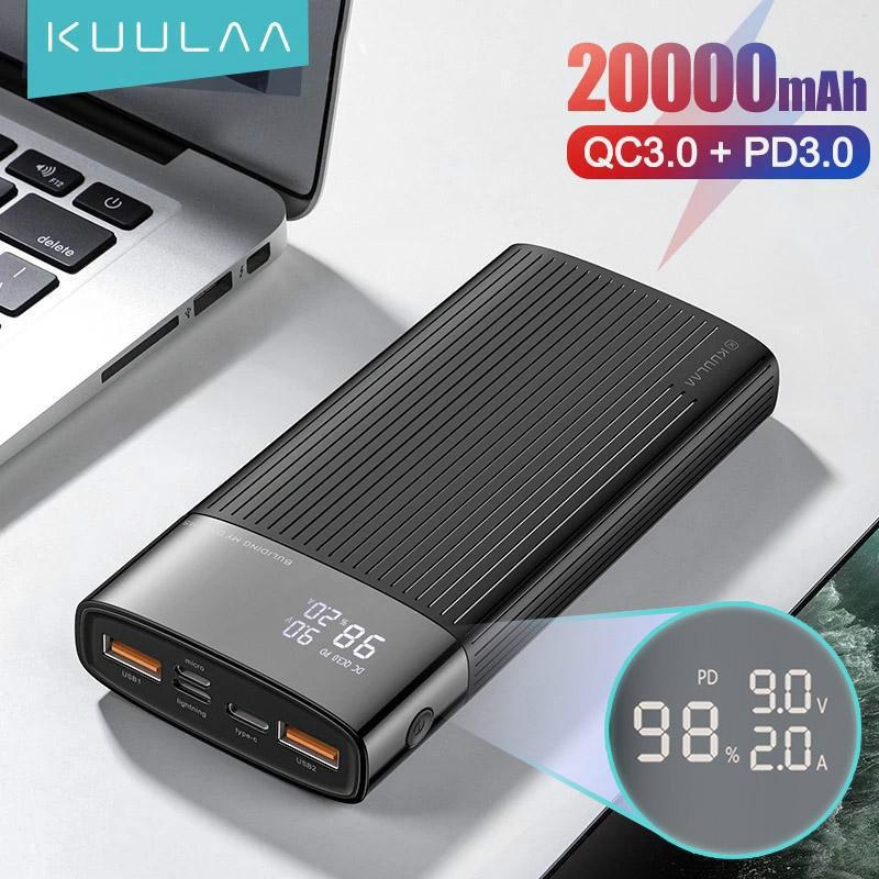 Power Bank Kuulaa 20000мАч с цифровым табло 20000mAh Power bank белый