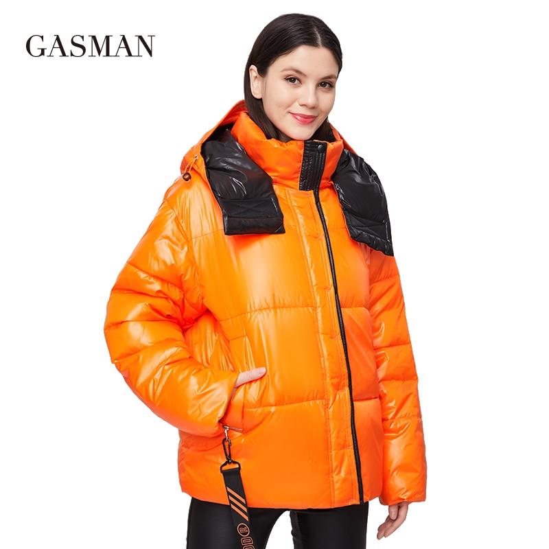 GASMAN 2021 парка с капюшоном, толстая зимняя женская куртка, модное женское пальто, брендовая верхняя одежда на молнии, женская однотонная осенняя куртка-пуховик 213 S оранжевый