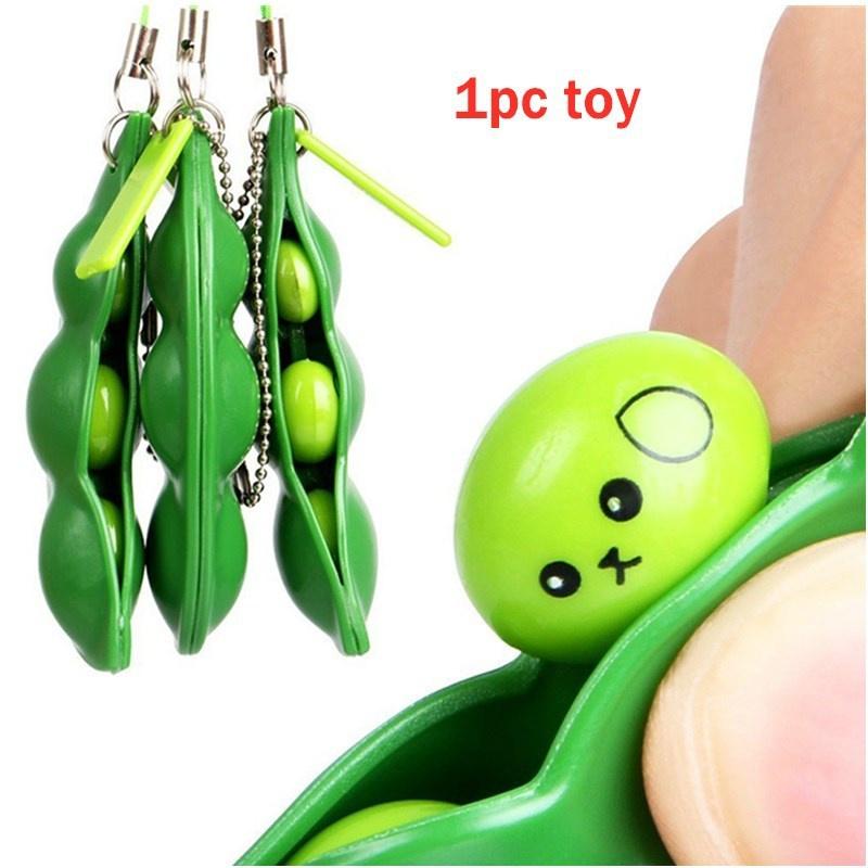 1 шт., бесконечное сжатие, игрушки Edamame, брелок с горошком, Pop It Fidget, мягкая стрелка, игрушка для снятия стресса для взрослых зелёный