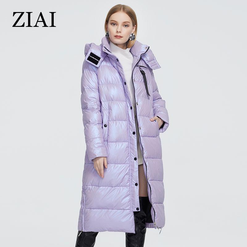 Женское хлопковое пальто ZIAI длинная теплая парка Яркая ткань с капюшоном ZR-9510 M мыла