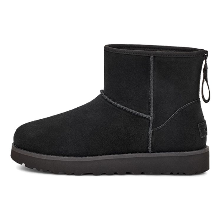 UGG Классический мини-ботинок с логотипом на молнии, черный цвет (Женский) Женские кроссовки 1122671-BLK 37