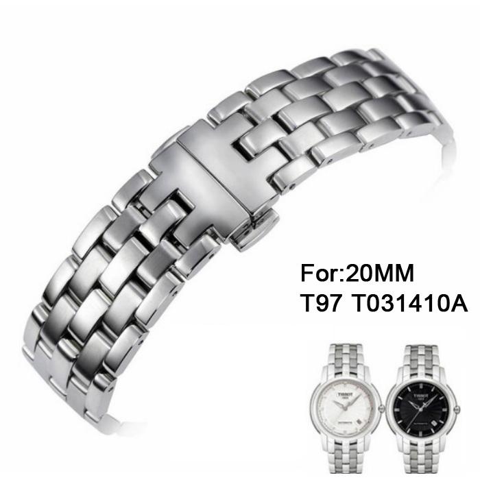20 мм Ballade III T97 T031410A T031410 мужской твердый ремешок для часов из нержавеющей стали ремешок для часов браслеты браслет для T97 T97-20mm-Male серебряный