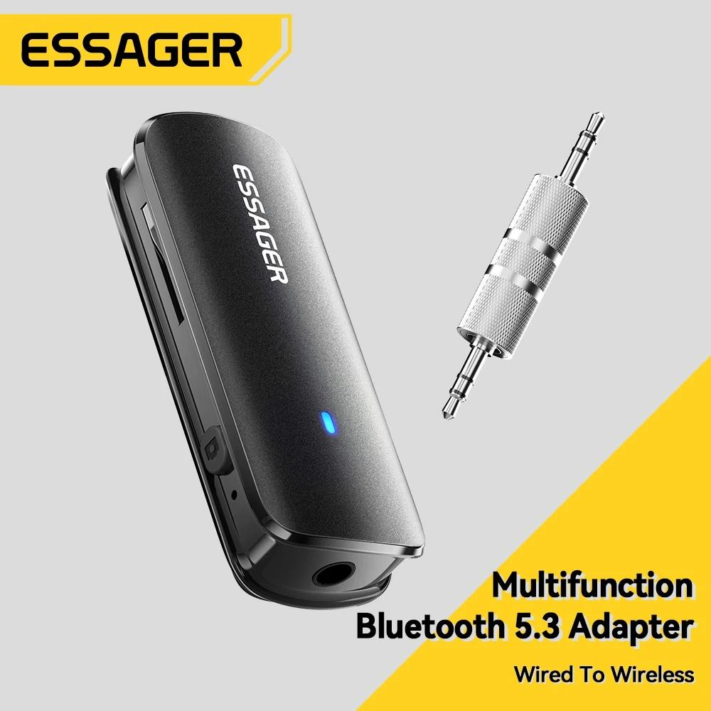 Essager беспроводной Bluetooth 5,3 приемник-передатчик адаптер разъем 3,5 мм для автомобильного музыкального аудио Aux мобильный телефон ноутбук переключатель Bluetooth v5.0 чёрный