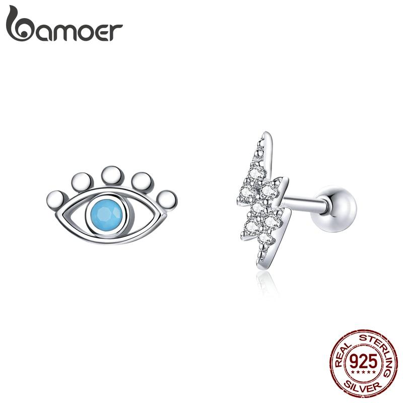 Серьги BAMOER Eye Of Lightning, стерлинговое серебро 925 пробы, голубые глаза, серьги-гвоздики, подарок для девочки, ювелирные изделия 925 silver
