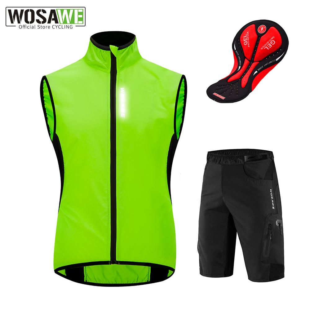   Joom Комплекты для велоспорта WOSAWE, летний жилет, шорты с гелевой подкладкой, MTB, езда на велосипеде, спорт M зелёный