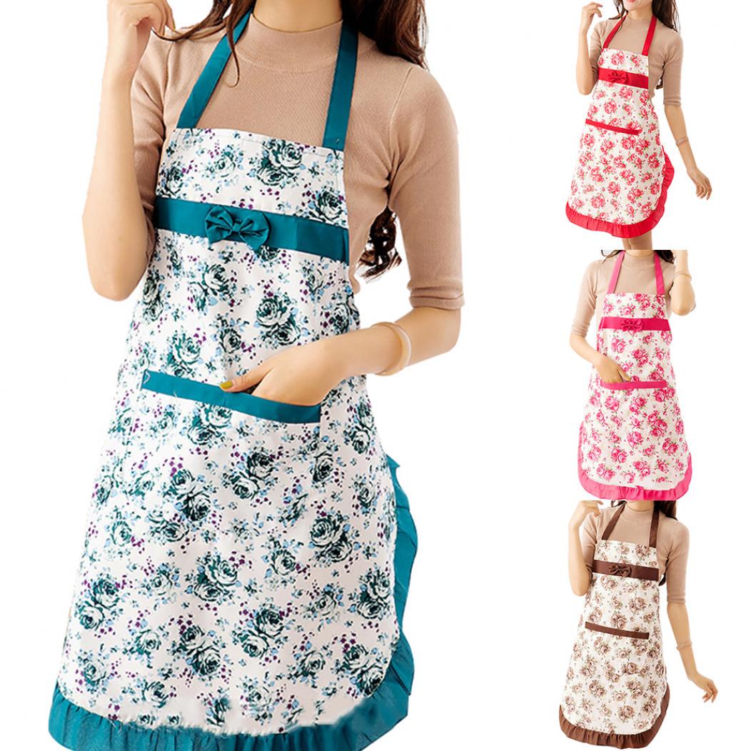  Yousheng Lady Bowknot Водонепроницаемый кухонный милый фартук розы красного