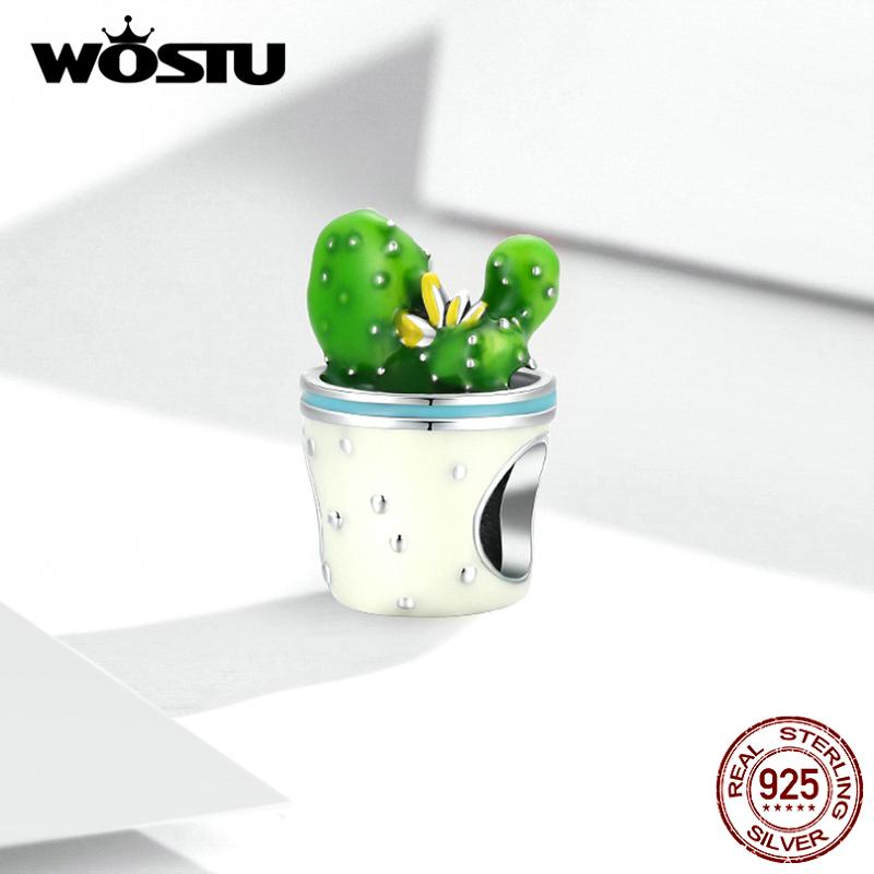 WOSTU 925 пробы серебро кактус горшок кулон подходит оригинальный браслет ожерелье DIY ювелирные изделия 925 silver