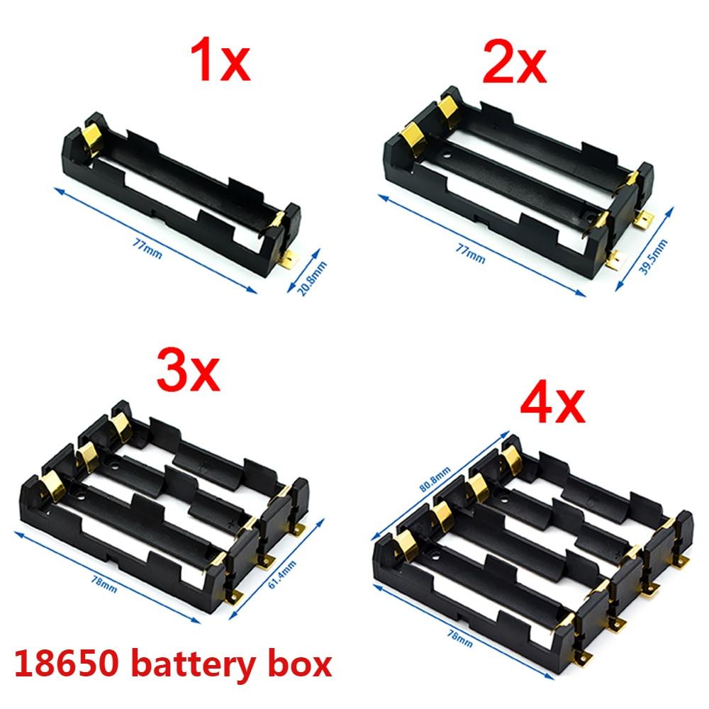 1x 2x3x4x SMT 18650 Series Держатель батареи Коробка для хранения Контейнер Power Bank Коробка для хранения с бронзовыми штифтами SMT SMD Батарейный ящик 1 18650 battery box