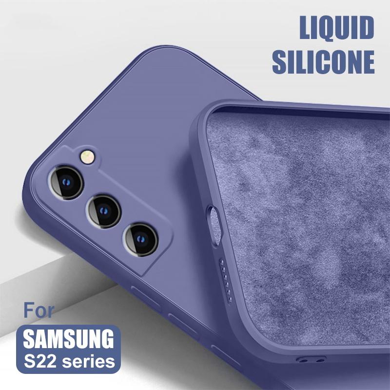 Тонкий мягкий простой чехол цвета конфет для Samsung Galaxy S25 Ultra S24 FE S23 Plus S22 S21 A56 A36 A16 A55 A35 A25 A15 A54 Роскошный жидкий силиконовый чехол Samsung S22 темно-фиолетового