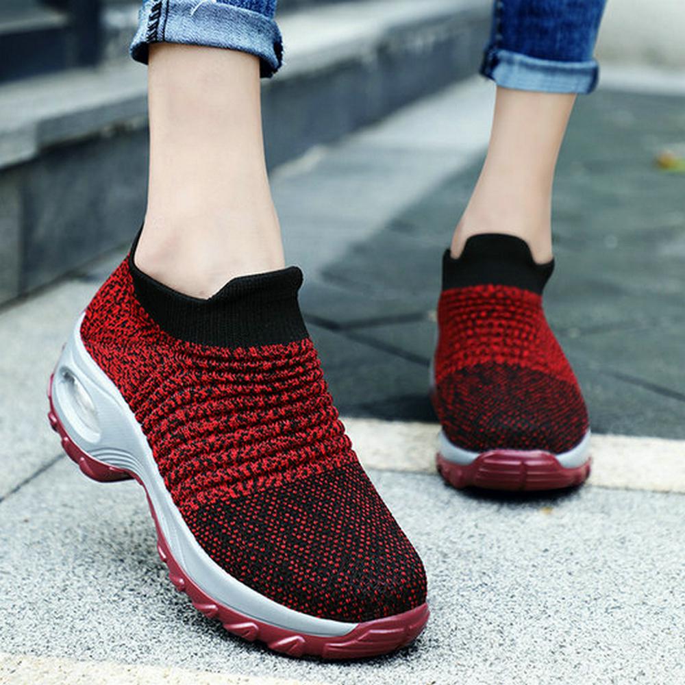Кроссовки для ходьбы Slip On Sneaker Socks Mesh Breathable Lightweight Shoes for Women 35 белый
