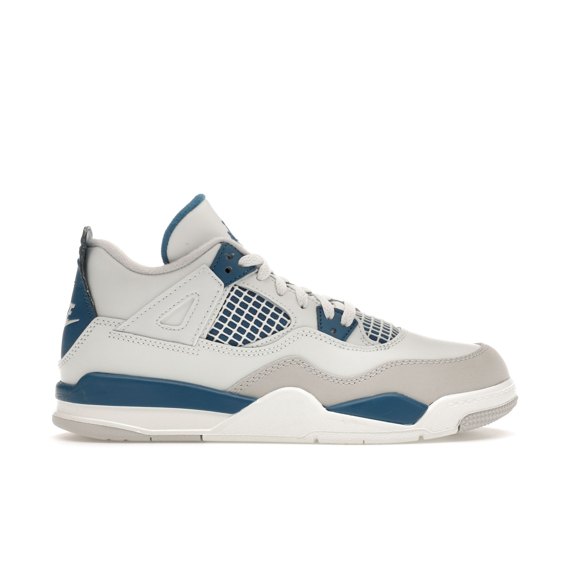 Детские кроссовки Air Jordan 4 Retro PS Military Blue 2024 Бело-белые Нейтрально-серые BQ7669-141 28