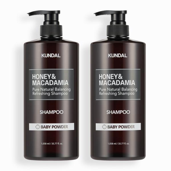 Уход за волосами Kundal Nature Shampoo Set of 2 Baby Powder 1058ml, корейская косметика с приятным ароматом