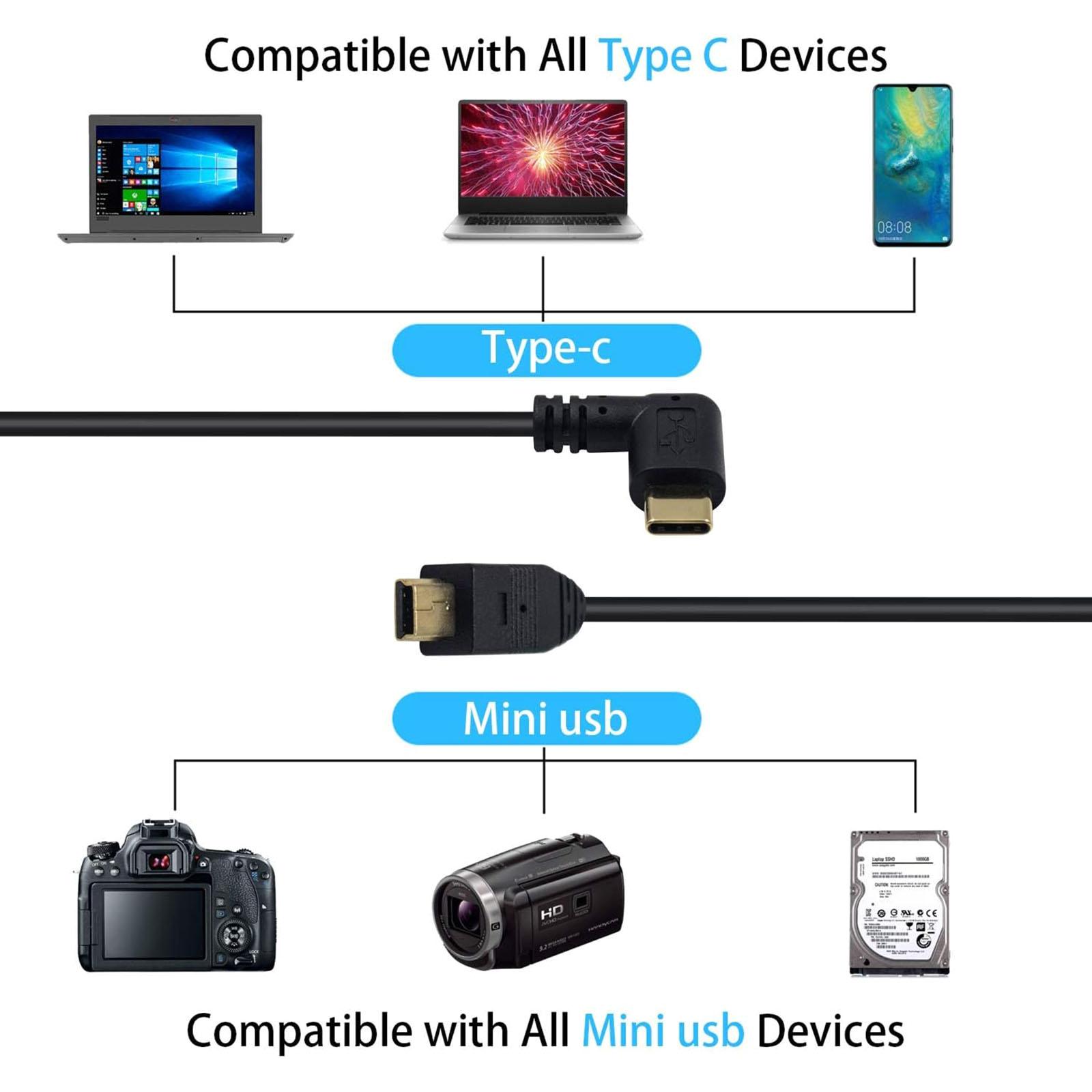 Адаптер-конвертер USB-Type C для камеры телефона OTG-кабель 90 градусов USB 3.1 Type C Male to USB Transfer