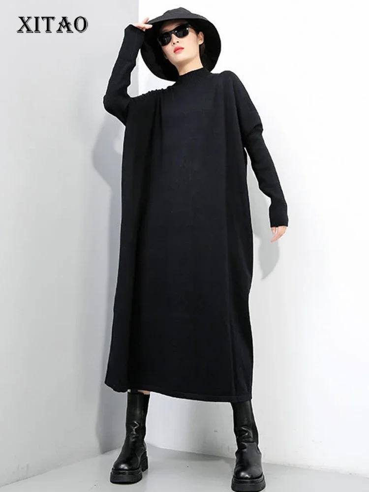 Xitao Новый вязаный женский повседневный свободный длинный свитер ZY1430 One Size фиолетовый
