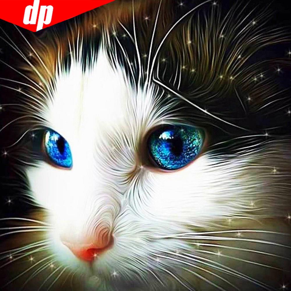 Алмазная картина животное 5D DIY Алмазная вышивка кошка полная круглая мозаика рукоделие 30x30CM
