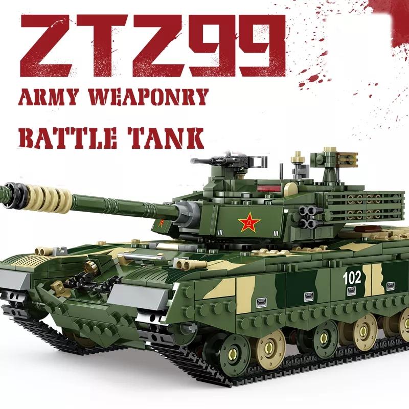 Военный ZTZ99 Тип 99A Основной боевой танк Строительные блоки WW2 Армейские солдаты Оружие Кирпичи DIY Развивающие игрушки для детей Подарки