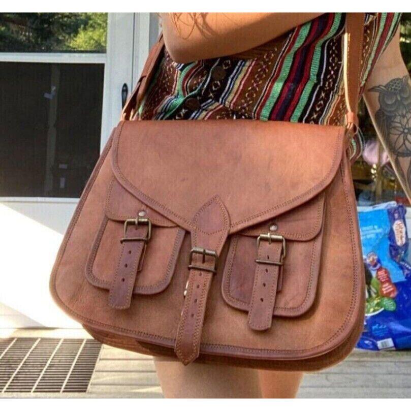 Женская кожаная сумка Goat Crossbody Натуральная коричневая сумка через плечо ручной работы 10 x 14 x 4 in коричневый