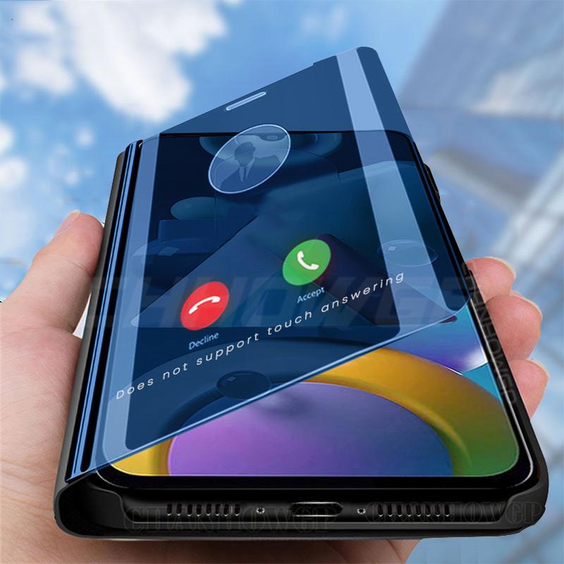 Чехлы-книжки  Joom Умный зеркальный флип-чехол для Samsung Galaxy A21S A51 A71 A01 A11 A21 A31 A41 A81 A91 M30S M60S M80S M11 M21 M31 M41 M51 A515 A217, полная крышка-подставка для книги Samsung Galaxy A71 5G чёрный
