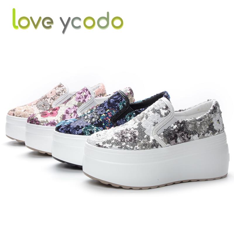 Бренд Love Ycodo, летние дышащие модные туфли для скейтборда на толстой подошве, удобная повседневная обувь для девочек и студентов на толстой подошве без шнуровки 33 серебряный