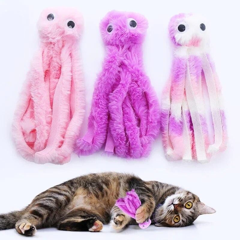 Игрушка для кошек, милый осьминог, плюшевая игрушка, устойчивые к укусам зубов, интерактивные игры, товары для домашних животных, игрушки для кошек и собак, осьминог розовый