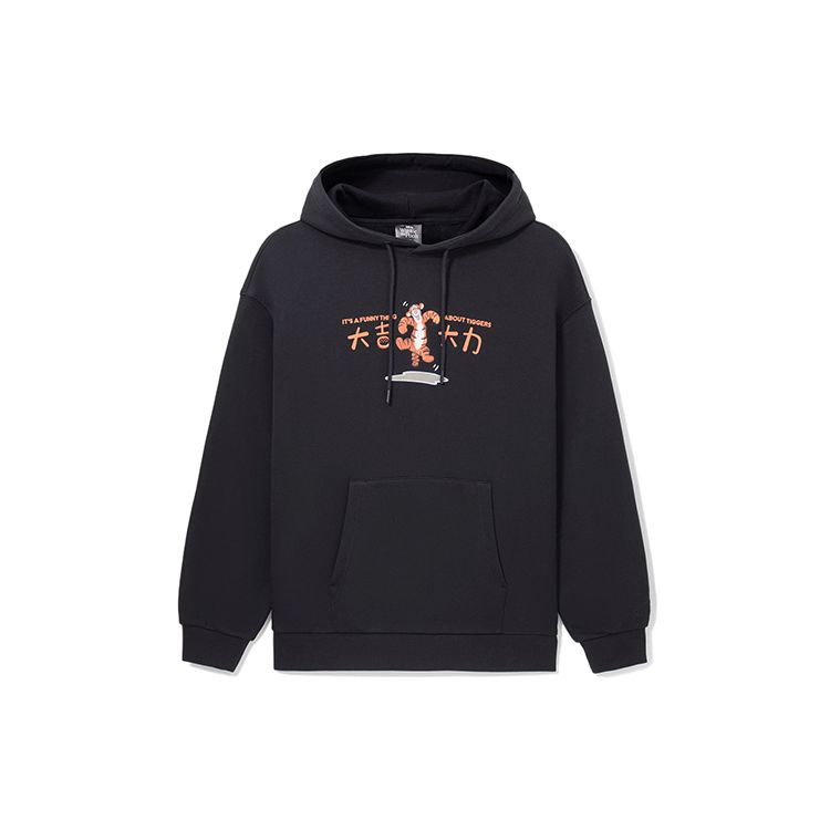 Li-Ning X Disney Tigger Collaboration Series Толстовка с буквенным принтом Мужская толстовка с капюшоном черная AWDS551-1 M