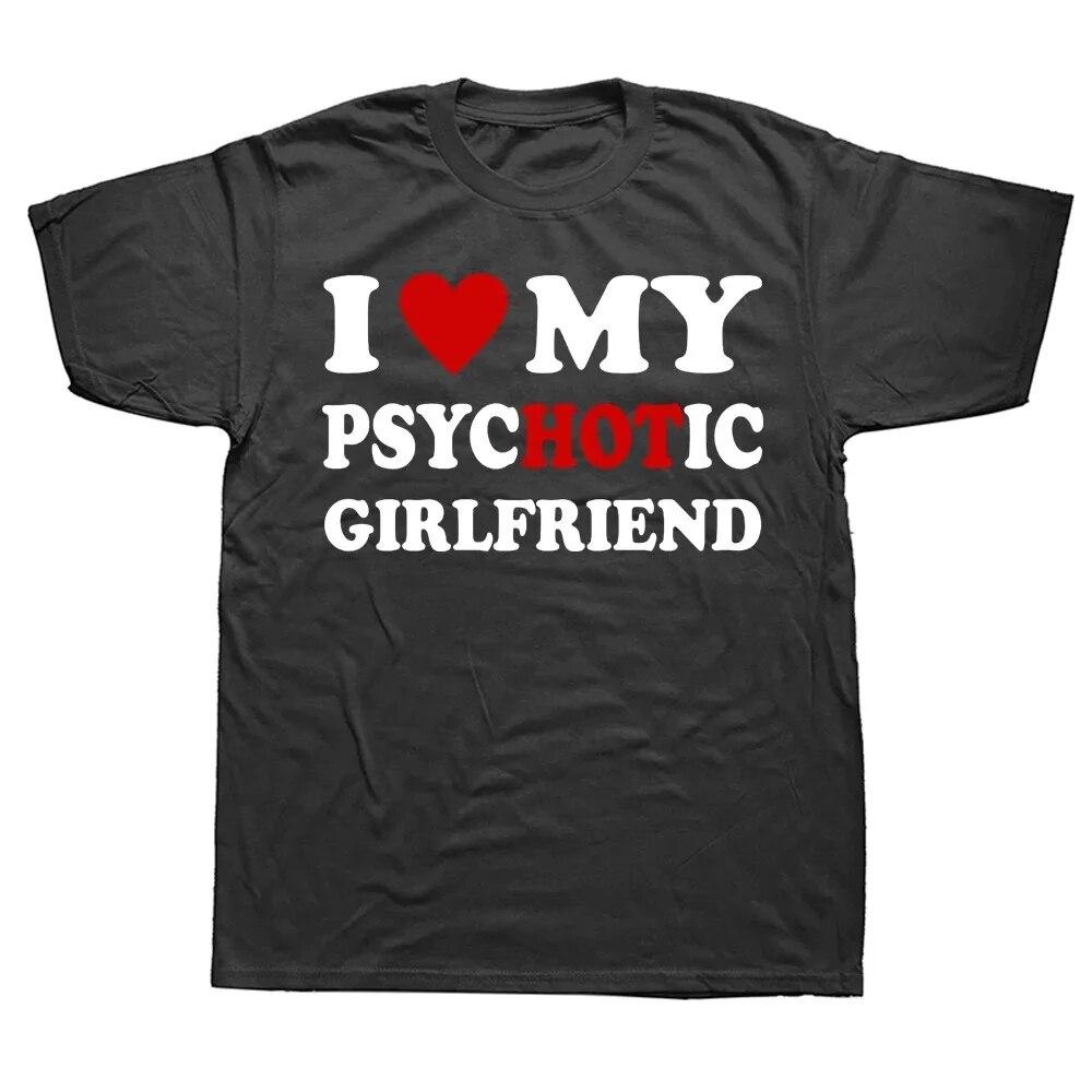 Новинка, футболки с красным сердцем «I Love My Hot Emo Girlfriend GF», хлопковая уличная одежда с короткими рукавами, футболка с подарками на день рождения 4XL