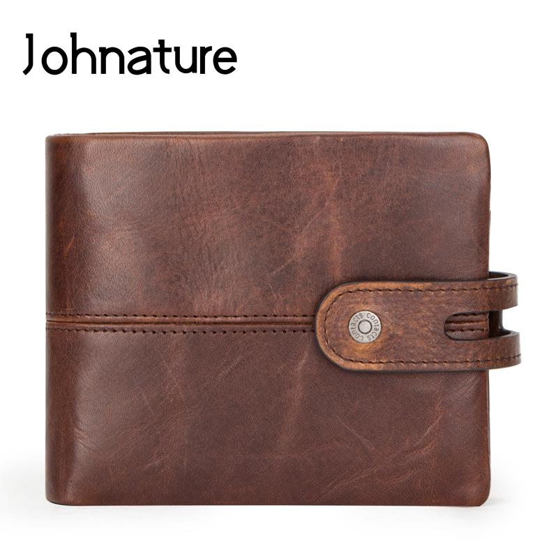 Johnature модные короткие мужские кошельки из натуральной кожи Rfid противоугонный кошелек держатель для карт Многофункциональный кошелек из воловьей кожи кофейный