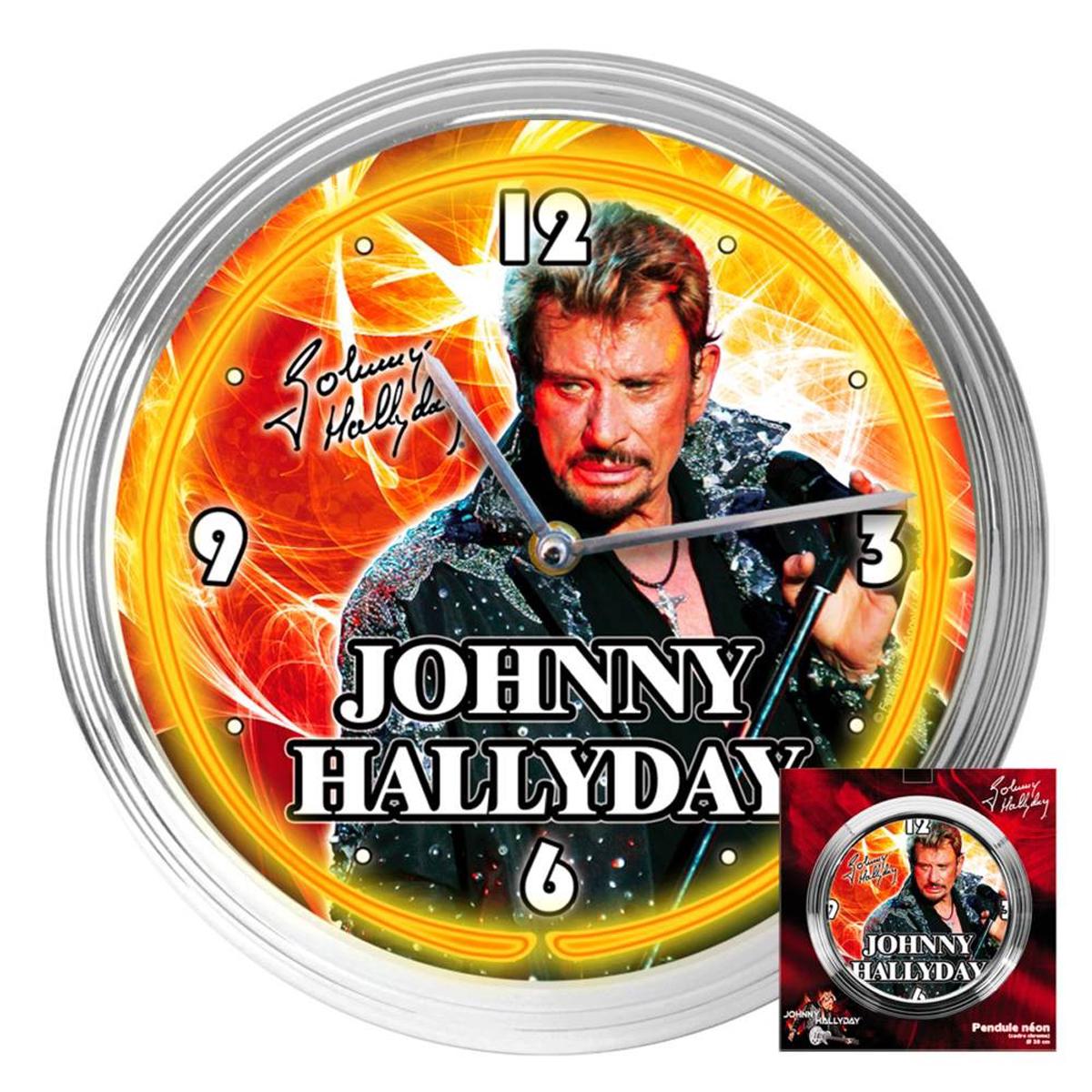Джонни Холлидей [Q5575] - неоновые настенные часы  Johnny Hallyday  желтые (рок-звезда) - 37x7 см жёлтый