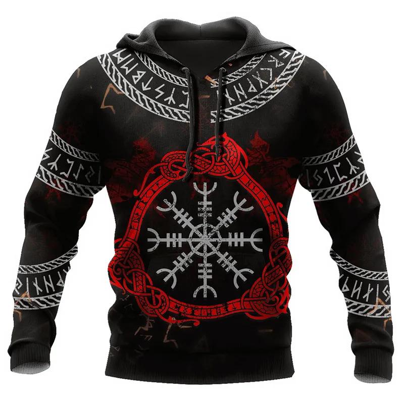 Модная повседневная толстовка с капюшоном Viking Vegvisir Red Circle Line Tattoo 3D Printed Men s Zip Hoodie Fall Unisex Street Casual Sweatshirt S