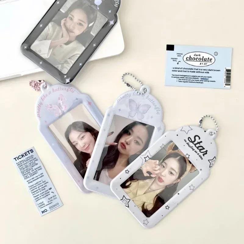 Держатель для фотокарт INS Butterfly, 3-дюймовый защитный чехол для фотографий Kpop Idol с брелоком для ключей, чехол для банковской карты для студенческого автобуса